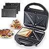 Aigostar 3-in-1 Sandwichgrill, Panini Grill, Wafelijzer, Tosti-ijzer, Contactgrill- 750 W, Afneembare Platen met…