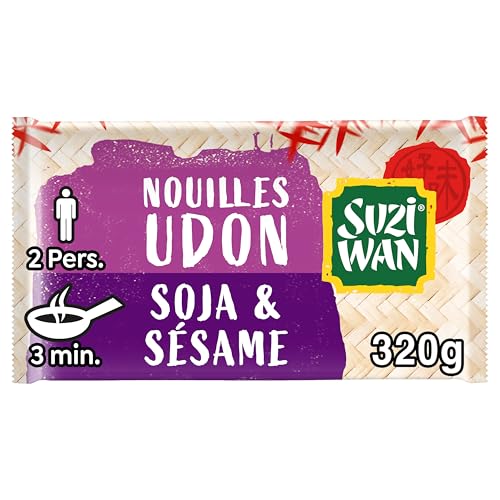 SUZI WAN WOK Udon fideos precocidos de sésamo de soja (2 x 160 g)