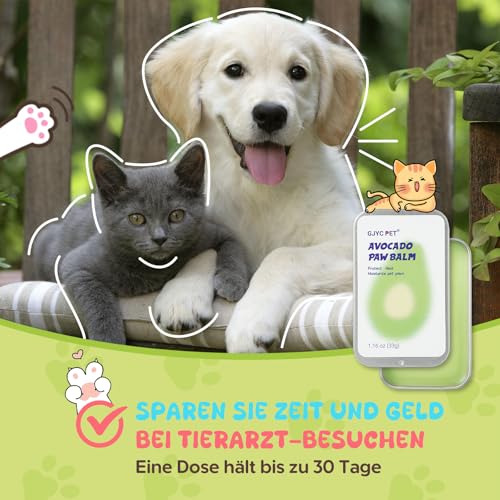 GJYC PET Avocado Tierpfotenpflege Butter 33g für Katzen & Hunde - Natürliche Feuchtigkeitspflege, Tiefe Pflege, Tierpfotenpflege Creme, Anti-Trockenheit, Weicht & Schützt Pfotenplättchen
