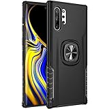 Galaxy Note 10+ Plus/Pro/5G Case, Stylish Dual Layer Hard PC Back Case with 360 Degree Rotation Finger Ring Grip Kickstand, Magnetic Car Mount for Galaxy Note 10+ Plus,Black