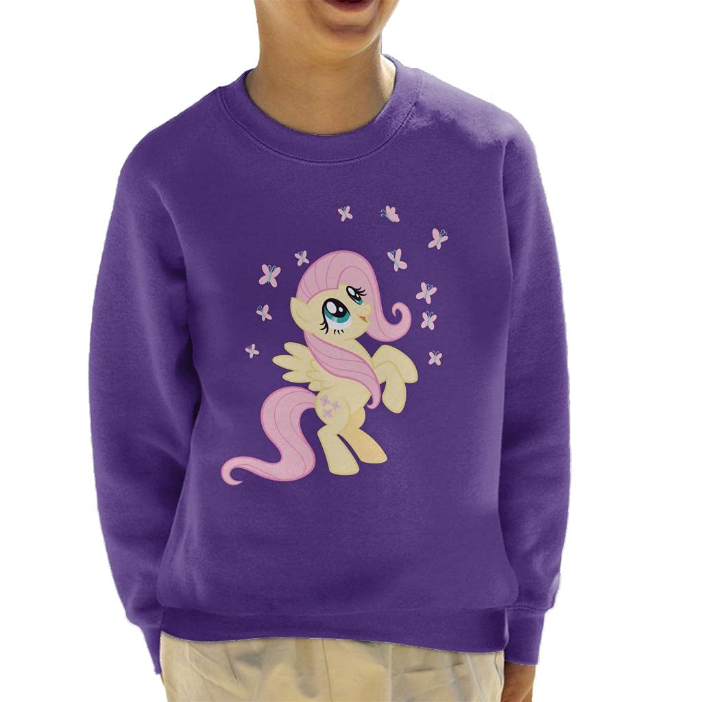 My Little Pony Fluttershy Surrounded by Butterflies Kid's Sweatshirt Purple