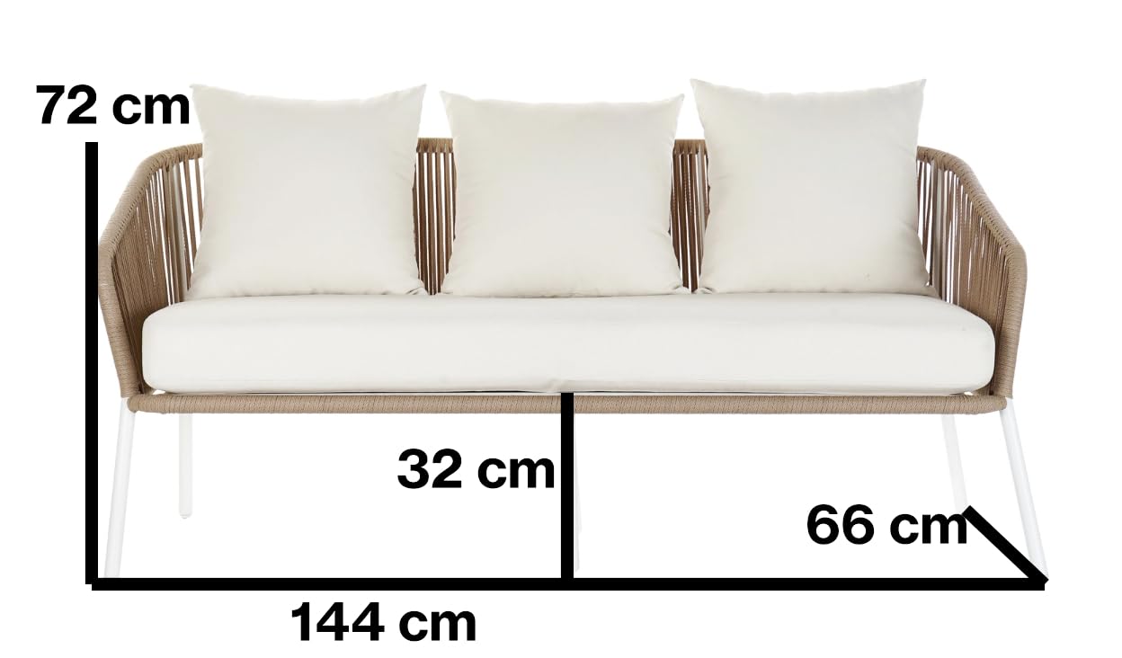 Megashopitalia Set da Giardino in Rattan con Divano 5 Posti Poltrone Tavolino da Caffè (Bianco)