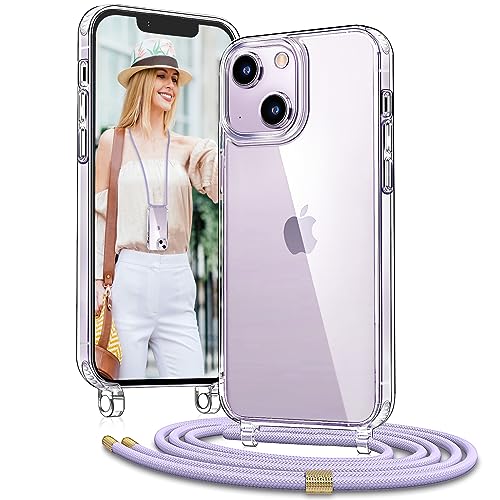 Vaykwo Handykette für iPhone 14 und iPhone 13 Hülle mit Band Lila
