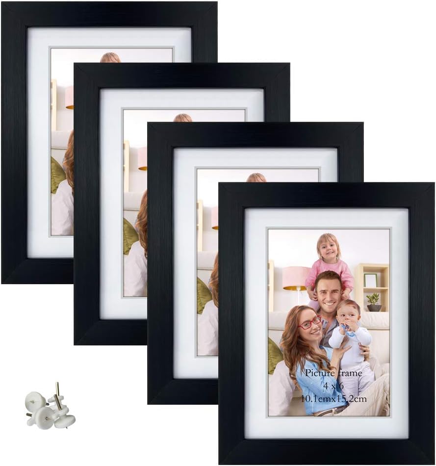 Giftgarden 4x6 Picture Frame Set of 4, 5x7 Frames Matted to 4 by 6 Pictures with Mat or 5...