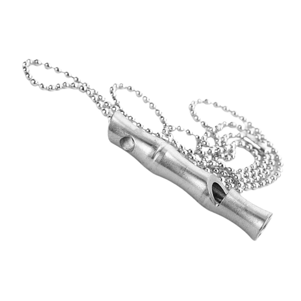 ibasenice Multi-use Outdoor Metal Whistle Stainless Steel Keychain Emergency Hiking Pet Training Loud