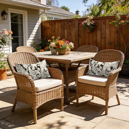 LVTXIII Outdoor/Indoor Lumbar Pillows, Decorative Patio Lumbar Cushions, Fluffy Fade Resistant Throw Pillow Cushions for Home Patio Coach Sofa, 12×20 Inch, Pack of 2, Paisley Black by LVTXIII - Image 8