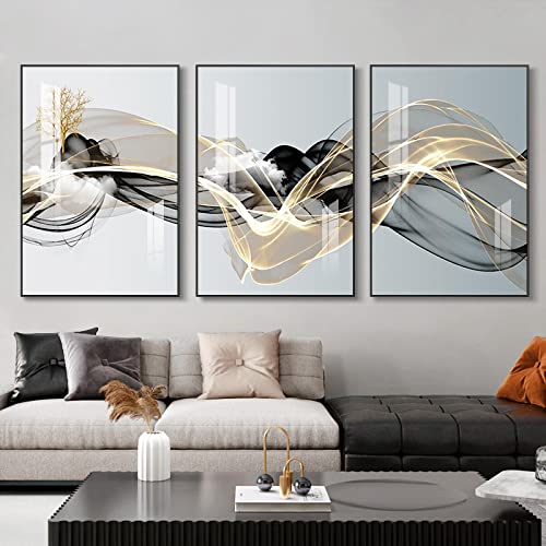 Toile paysage abstrait KEBIA poster arbre doré cerf wall art salon 40x60cm