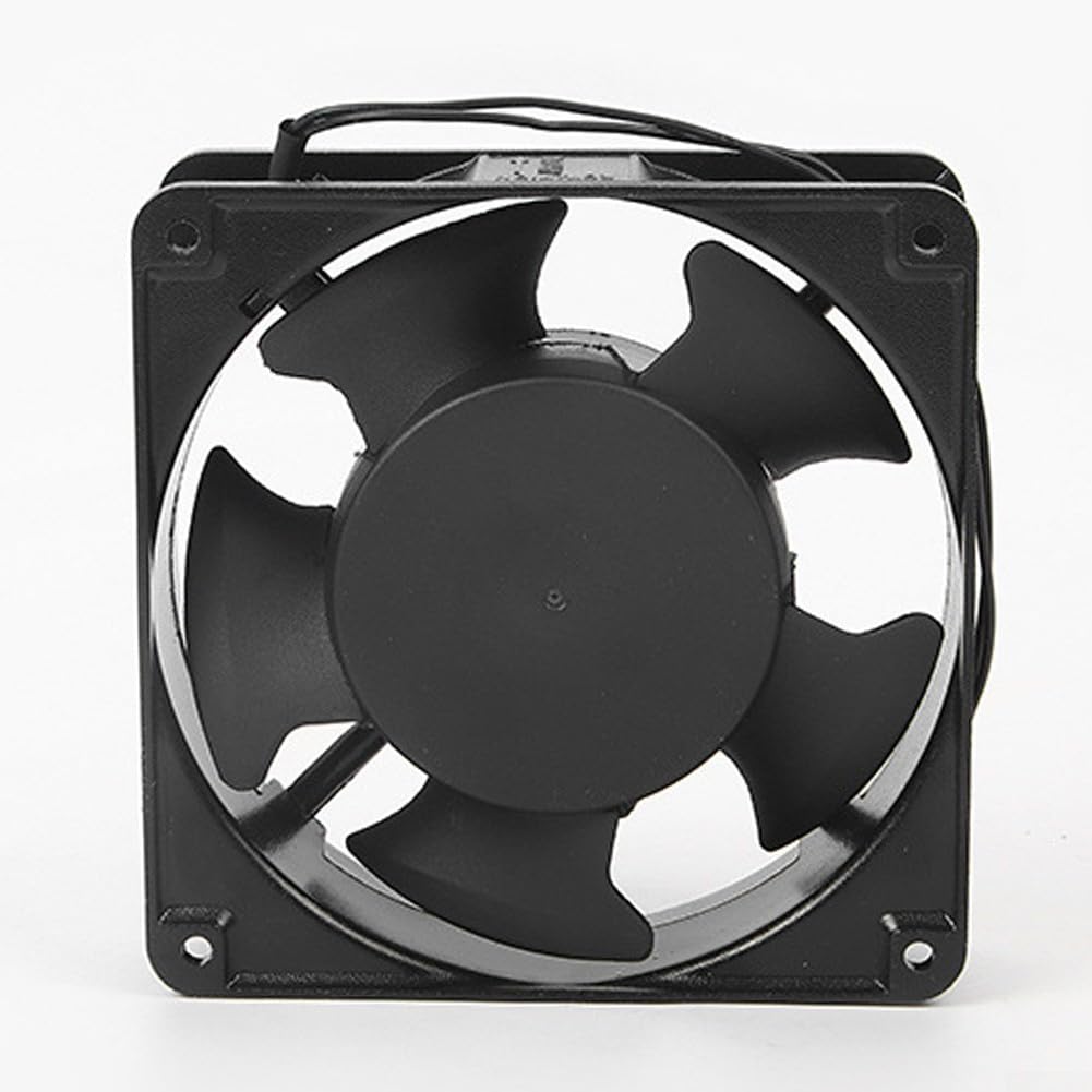 Eawfgtuw Ventilador axial de alta temperatura para inserto de casete de chimenea, ventilador térmico silencioso de hoja de metal de 120 x 120 x 38 mm, flujo de aire eficiente, estufa de leña, caldera