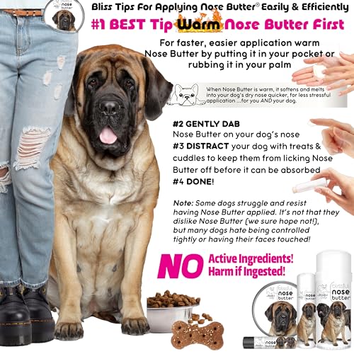 Image of The Blissful Dog Mastiff Nose Butter for Dry, Cracked Skin, Lick-Safe Dog Nose Balm with Moisturizing Shea Butter, Almond, Olive, and Essential Oils, Pet Supplies, Uncented, 1 oz.