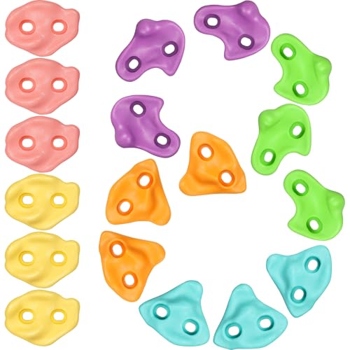 image for TOPNEW 18PCS Climbing Holds for Kids, Rock Wall Climbing Kit with Hard