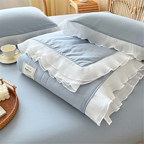 Odot Colcha Bouti Cama 90/150 Verano, Color Sólido Acolchada Colchas Cubre Cama Individual o Matrimonio Multiusos Ligera y Suave Nórdico Colcha Cama (150x200cm,Azul Claro)
