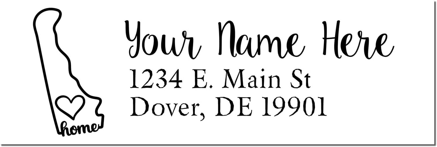 Delaware State Love Custom Address Stamp for Craft Projects, Pre-Inked Professional Return Stamper, Self-Inking Wedding Invitation Labels, Personalized Home Business Mailing Rubber Seal, 7/8 X 2-1/4