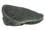 Biddy Murphy Imported Irish Men's Flat Cap, 100% Wool Tweed Newsboy Drivers Cabbie Hat, Small Green