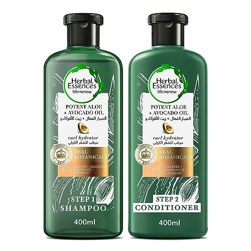 Herbal Essences Sulfate Free Potent Aloe Vera + Avocado Oil Curl Hydrating Shampoo and Conditioner Multi-Color 400ml