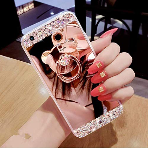 LEECOCO Galaxy S10e Case Glitter Crystal Bear Mirror Makeup Silicon TPU Soft Rubber