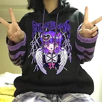 WINKEEY Vrouwen Japanse Harajuku Hoodie E-girl Meisjes Herfst Winter Hoodie Hip Hop Streetwear Punk Leuke Sweatshirts,vleugels, M