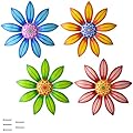 Gooyule Metal Flower Decor, 4 Pack Metal Flowers Wall Decor Colorful Flower Wall Art 6.5" Metal Floral Wall Decor Indoor Outdoor Hanging Wall Decor Metal Wall Decor Set for Home Office Garden Yard