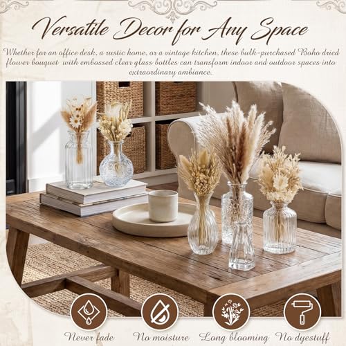 Set 24 pcs Ramos de Flores Secas y Jarrones de Vidrio miniatura 6