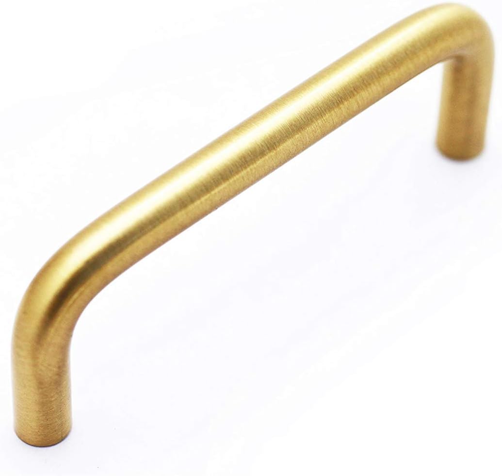 Satin Brass Hardware Wire Handle Pull 3 1/2" Inches Hole