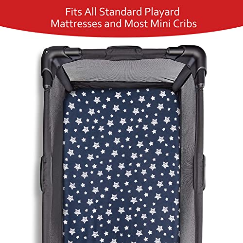 Mini Crib Sheets, 4 Pack Fitted Pack n Play Sheets for Baby Boys , Stretchy Mini Crib Sheets 39"X27"X 5" , Soft and Breathable Material, Navy by Moonsea - Image 3