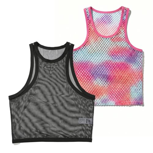 FIROTTII Mesh Tank Top Men Sleeveless Muscle Fishnet Shirt Mens Crop Top