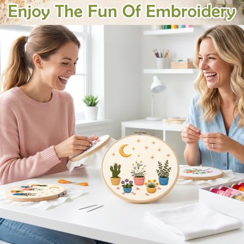 Image of Nuberlic Potted Plant Embroidery Kit for Beginners