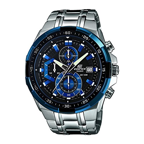 Casio - EFR-539D-1A2VUEF - Edifice - Montre Homme - Quartz Analogique - Cadran Noir - Bracelet Acier Argent