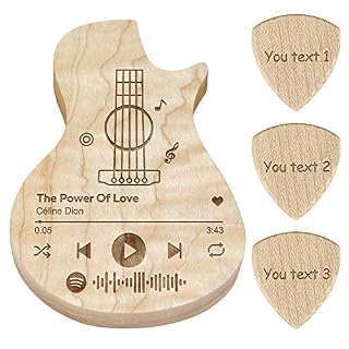 Spotify Boîte à médiators en bois avec 3 compartiments pour guitare - Les Beatles, Paul McCartney, John Lennon, RIngo Starr, George Harrison