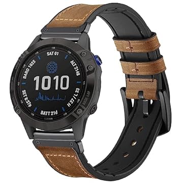 GARTOO Pulseira de couro para Fenix 6/Fenix 5/Fenix 7/Epix 2, QuickFit, couro genuíno macio de 22 mm, pulseira de silicone à prova de suor para Garmin Fenix 6 Pro/Safira, EPIX 2