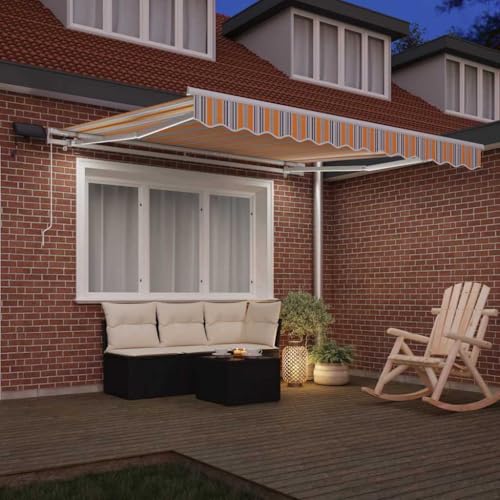 Auvent manuel rétractable 300 x 250 cm en acier orange pour balcon