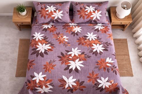 Image of DECORUM Cloud Cotton Double Bedsheet Floral Print with 2 Pillow Covers | 244 TC | Ultra Soft Feel | Premium Comfort | Breathable & Skin Friendly | for Bedroom (90 x 90 Inches)