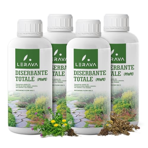 LERAVA® Diserbante Totale Potente (4x500 ml) - Glifosato erbicida contro