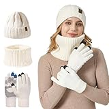 【TAMAÑO UNIVERSAL Y UNISEX】: Circunferencia del punto sombrero 22-23,6 pulgadas (L x W), Braga Cuello 10,6x7 pulgadas (L x W), guantes 8,6 x 3,54 pulgadas (L x W). Usamos materiales elásticos para que el gorro y los guantes se puedan adaptar a varias formas de cabeza y tamaños de mano, y sea fácil de usar o quitar. asegurando un ajuste cómodo para la mayoría de las personas.