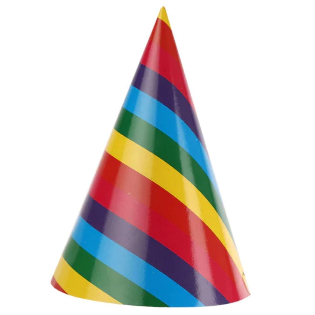 Wanna Party Rainbow Birthday Caps β Pack of 8 Colorful Paper Hats for Kids Party, Fun Decorative Caps with Bright Rainbow Design for Boys and Girls Celebrations 2