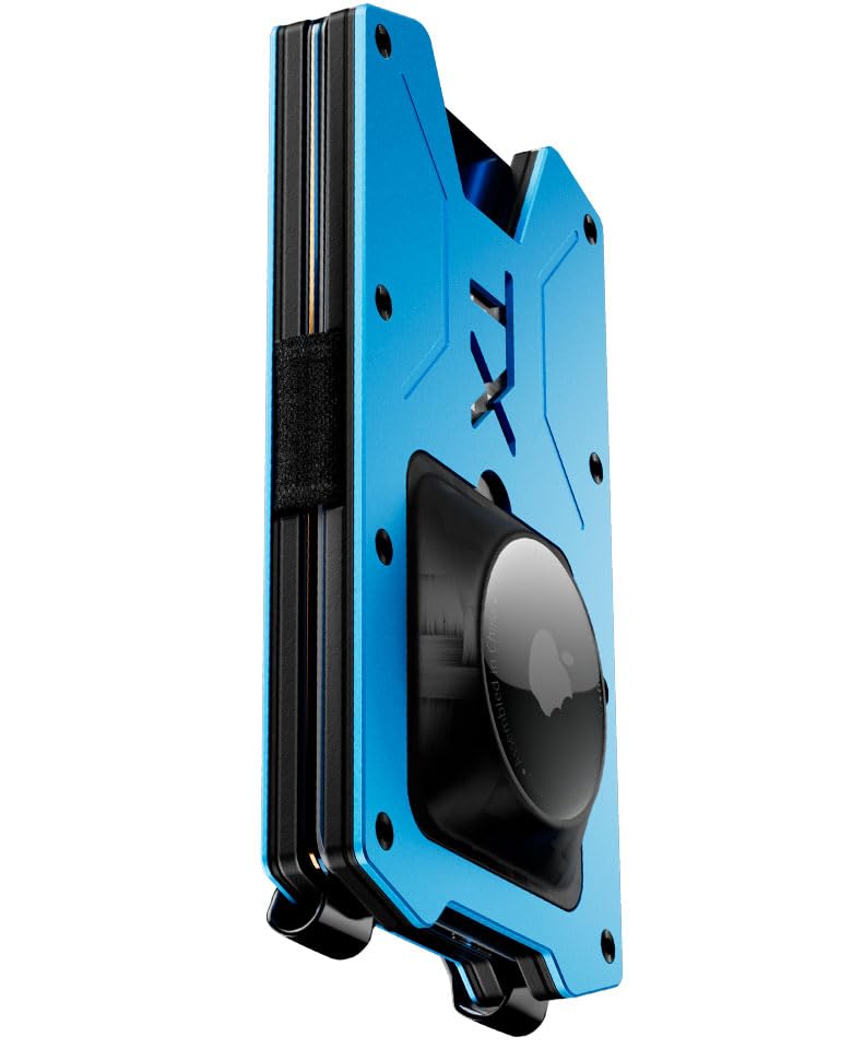 TITAN X Wallet | Minimalist Slim Metal anti RFID Wallet with Money Clip | Front Pocket Wallet | Pro Air Edition (Royal Blue, Airtag Ready)