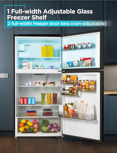 Image of BLACK+DECKER 24 Cu. Ft. Top Mount Refrigerator with Ice Maker, 2-Door Refrigerator with Top Freezer, Freezer with Icemaker and Adjustable Temperature Control, BR2400JIMB, Black