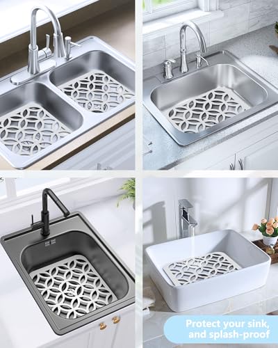 Protector de fregadero de silicona blanco (paquete de 2 piezas, 12x11 pulgadas) 6