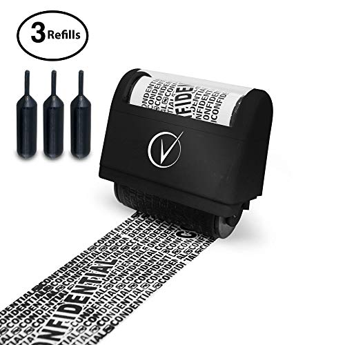 Vantamo Identity Theft Protection Roller Stamp Wide Kit, Including 3-Pack Refills - Designed
