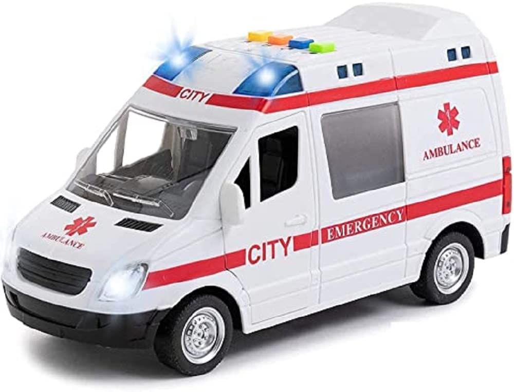 Crizer Die-Cast City Ambulance Toy Car with Light & Siren Sound Effects - Friction Powered Wheels & LED Lights - Heavy Duty Alloy Metal Rescue Vehicle Toys for Kids & Childrens (B0C2KTC12Z) Amazon Price History, Amazon Price Tracker