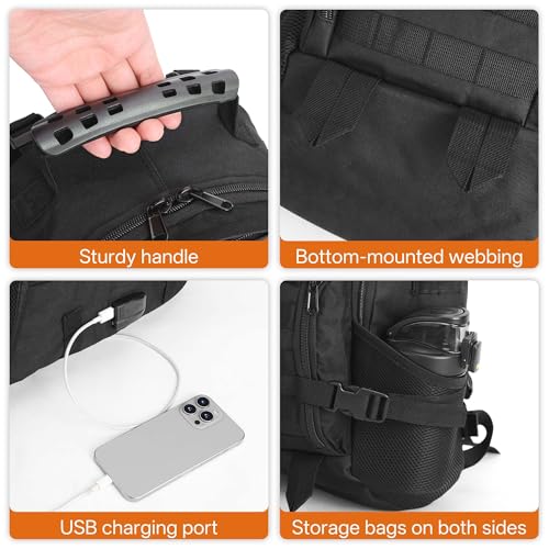 Image of gracedon Tactical Backpack for Men and Women Black4 | Outdoor Travel