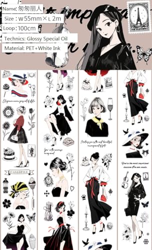 Image of New Popular PET Tape Modern Girls Collage Glossy Washi Tape for Decoration Small Fresh Flower Materials (90724)