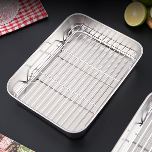 Plaque de cuisson acier inoxydable grand format avec grille de cuisson pour four - 6
