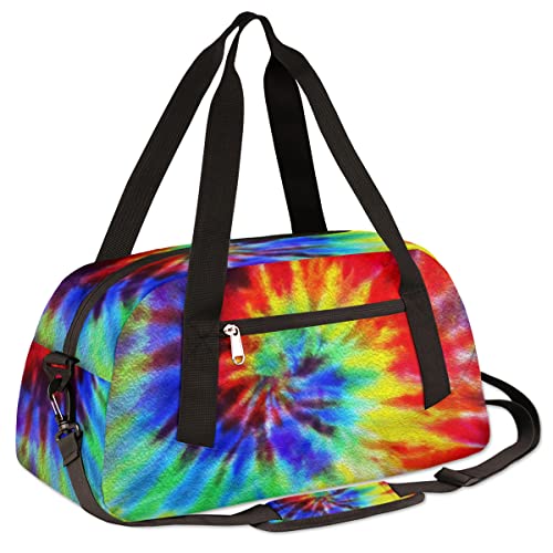 Rainbow Tie Dye Kids Duffel Bag for Girls Boys Teens, Rainbow Oil Painting Dance Bag Overnight Small Duffel Bag Carry On Weekend Sports Gym Travel Bag for School Practice Gymnastics Ballet3