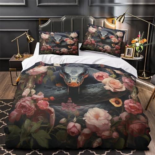 Housse de couette serpent 3D en microfibre douce avec fermeture éclair - 5
