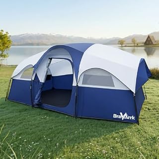 Camping Tent for 8 Person, 3 Room Family Tent with Rainfly | 14 x 9 x 6 ft, PU3000MM Waterproof,Large Roomy Tents with Divided Curtain,Portable Outdoor Tent for Families Car Camping