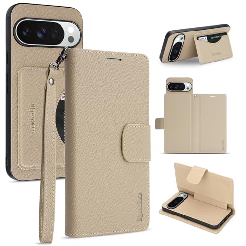 �yRFID �J�[�h���[�z Google Pixel 10 / 10Pro �p �P�[�X 2in1 �蒠�^ PU���U�[ �}�O�l�b�g �J�����ی� �X�g���b�v�t�� �ϏՌ� �O�[�O�� �s�N�Z�� �J�o�[ (�x�[�W��)