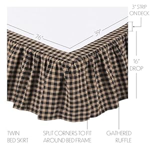 Vhcbrandsamericanaclassiccountrybinghamstarblackbedskirttwin Urban Country Home Decor Vhc brands americana classic country bingham star black bed skirt twin urban country home decor