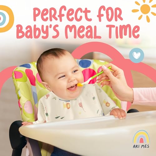 ARI MES Long Sleeves Waterproof Baby Bibs for Eating - Pink Stripes, Small - Wearable, Coverall for Toddler, Long Sleeve Bib, Smock Apron for Feeding - Applicable for 6-72 Months2