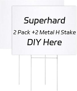 Blank Yard Signs With Stakes, 2 Pack 13.5 x 10.5 Inches White Plastic Lawn Signs For Happy Birthday, Garage Sale, Rent, Guidepost Decorations