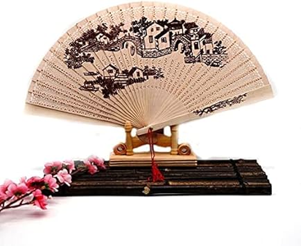 Amazon Com Sdlcc 中国风檀香木扇子折扇镂空香木扇高档香木扇江南水乡 Does Not Include Base Can Enjoy Home Kitchen